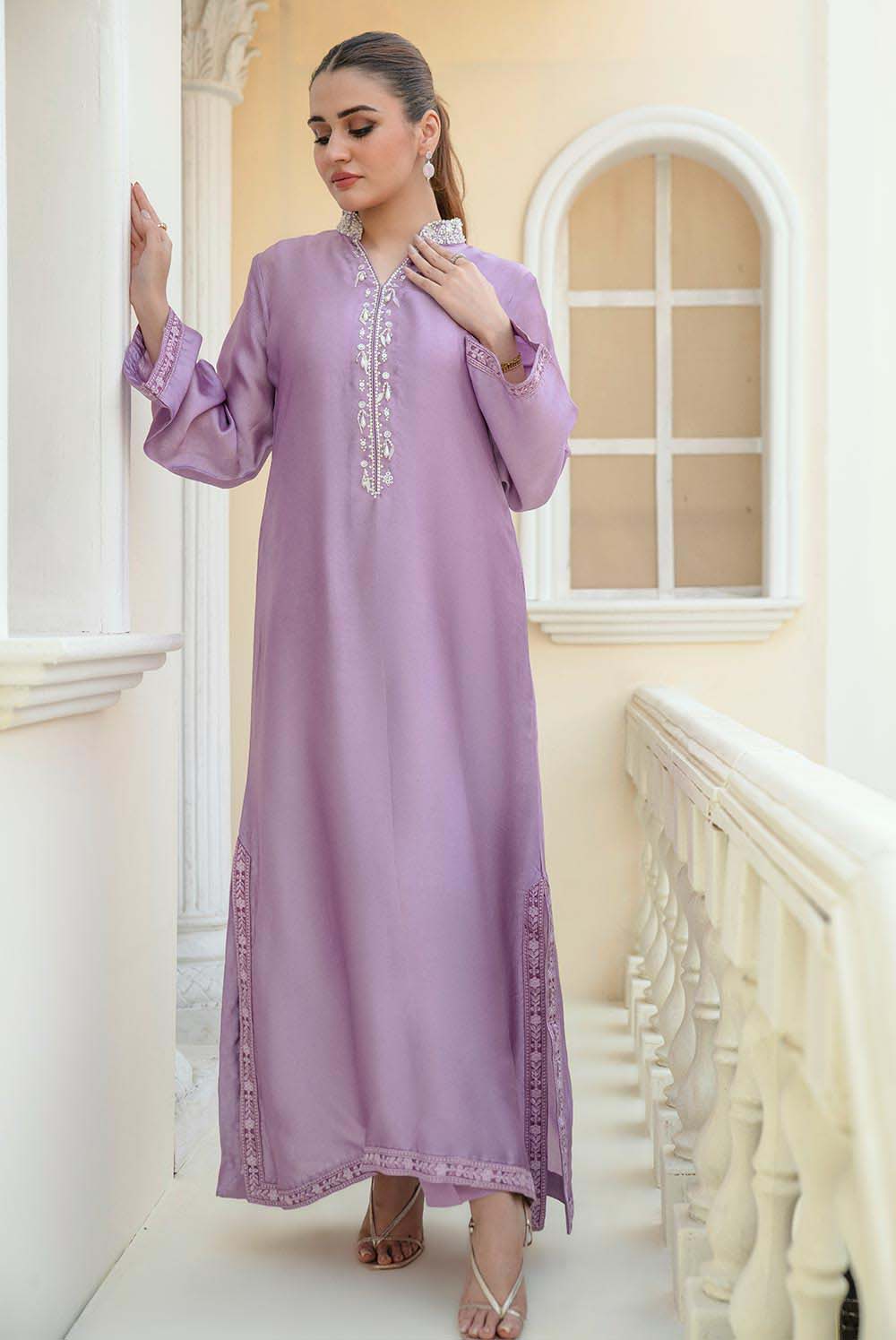 white christmas dresses ZERIN – Dark Lilac Shisha Silk Pakistani Dress with Hand Embroidery –  Shireen Lakdawala