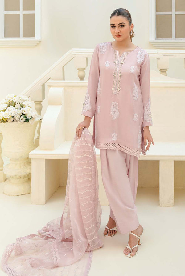 AMAYA – Dusty Pink Karandi Silk Pakistani Dress with Embroidery – Shireen  Lakdawala