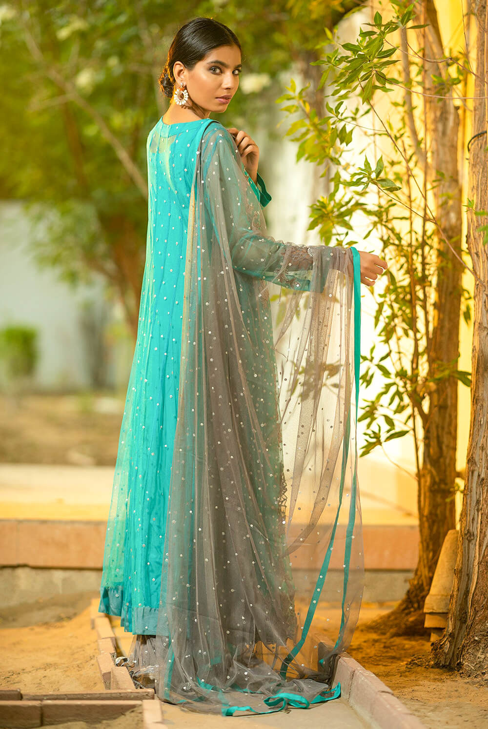 Embrace Freshness with Aqua Green Pakistani Designer Outfit