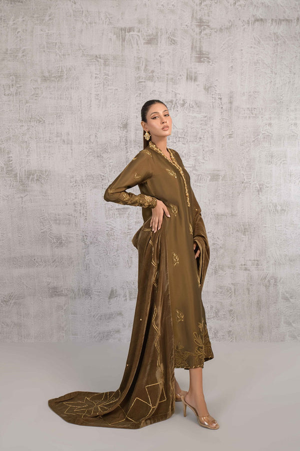 Amera | Brown Velvet Luxury Pret | Shireen Lakdawala Shirt Pants & Shawl / L / Sequin Dupatta Amera | Brown Velvet Luxury Pret | Shireen Lakdawala Shirt Pants & Shawl / L / Sequin Dupatta