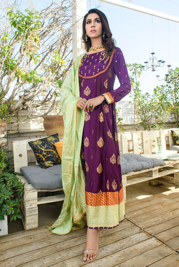 Charoite Pakistani Designer Dress – Organza with Embroidery & Pearls Shirt & Pants / S / Base