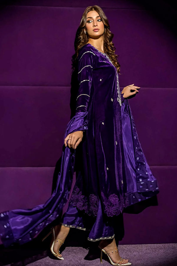 Lilla | Purple Velvet & Silk Luxury Pret for Eid & Weddings