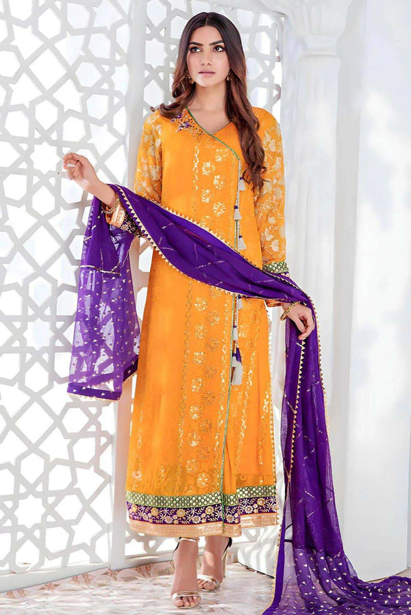 Add Vibrant Charm with Mandarin Pakistani Designer Dress