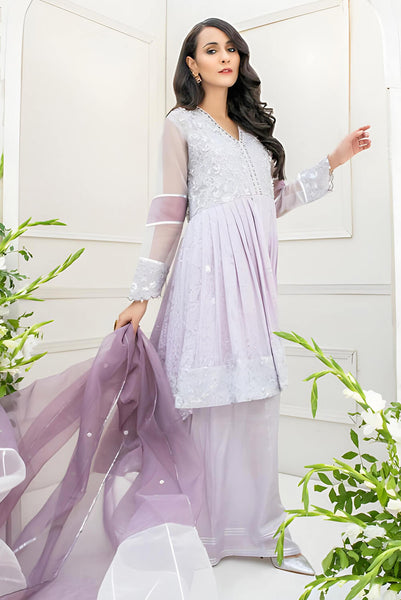 Orchid | Lilac Chiffon High-Low Set | Shireen Lakdawala