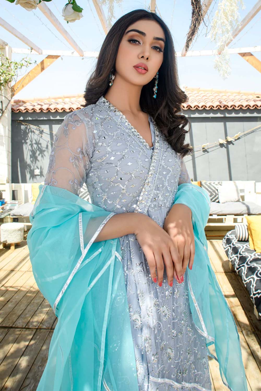 Paladizo Pakistani Dress – Organza with Hand Embroidery & Pearls – Shireen  Lakdawala