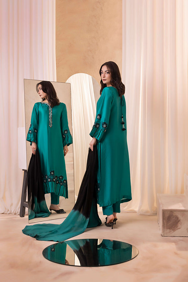 Reine Sea Green Silk Dress – Elegant Formal Outfit for Gatherings – Shireen  Lakdawala