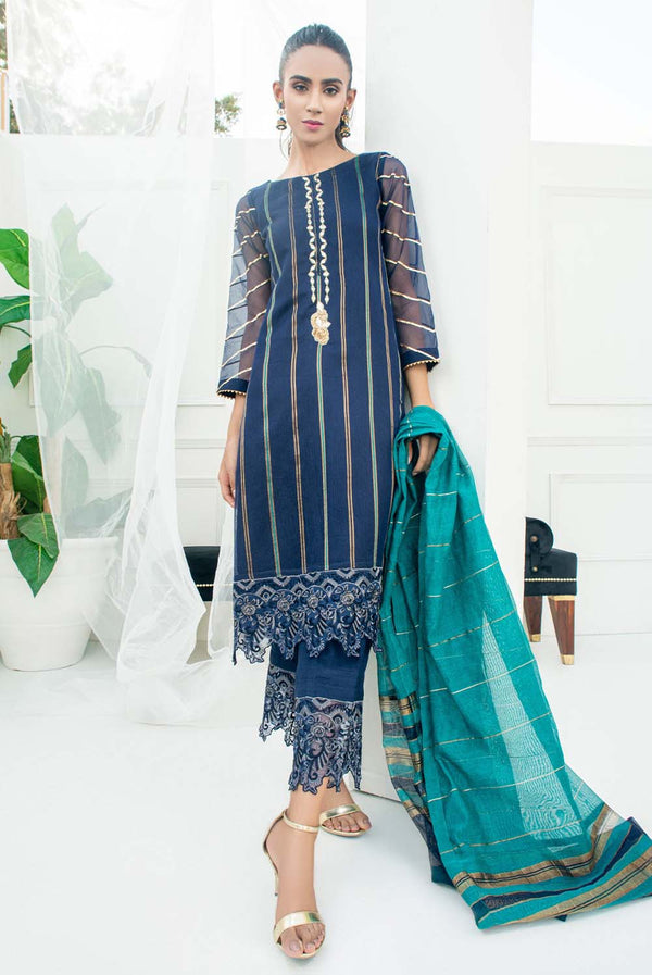 True Blue Beauty: Designer Pakistani Dresses by Shireen Lakdawala Shirt & Pants / L / Scarf