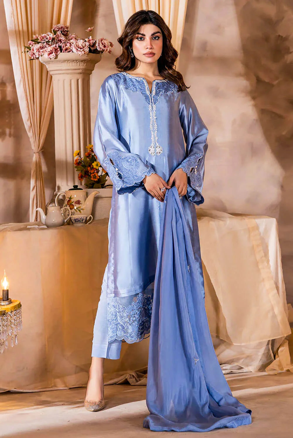 Experience Luxurious Comfort with Cashmere Blue Pakistani Designer Dress Shireen Lakdawala Experience Luxurious Comfort with Cashmere Blue Pakistani Designer Dress Shireen Lakdawala