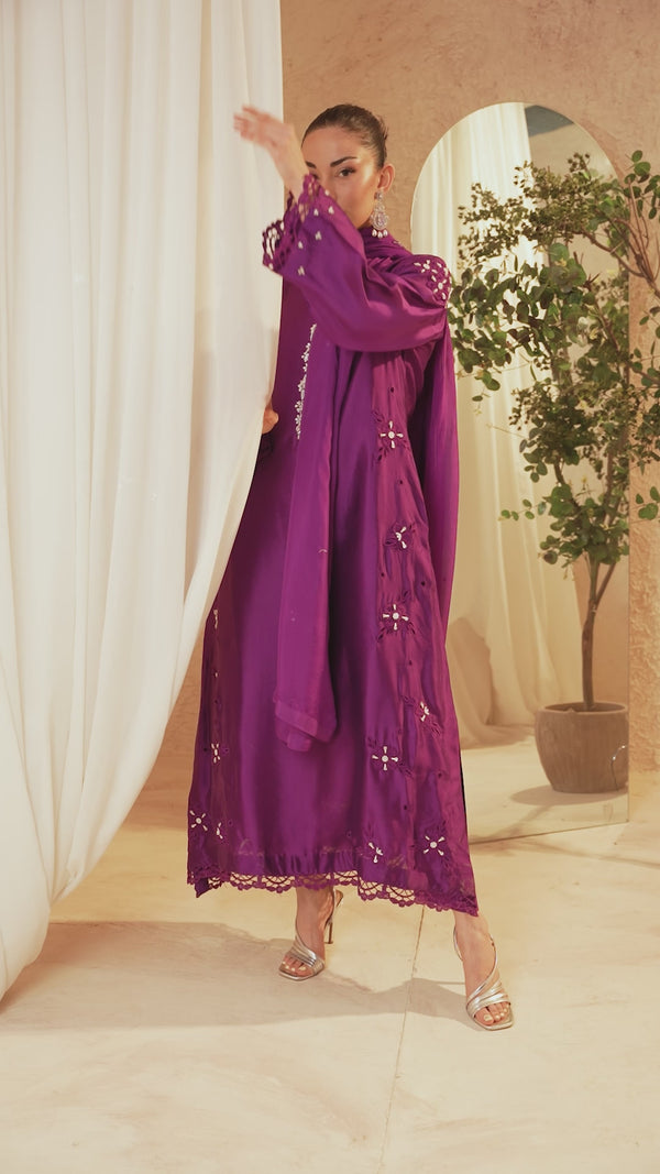purple silk dress pakistani Purple Silk Embroidered Salwar Kameez: Pakistani Wedding Party Dress Eid